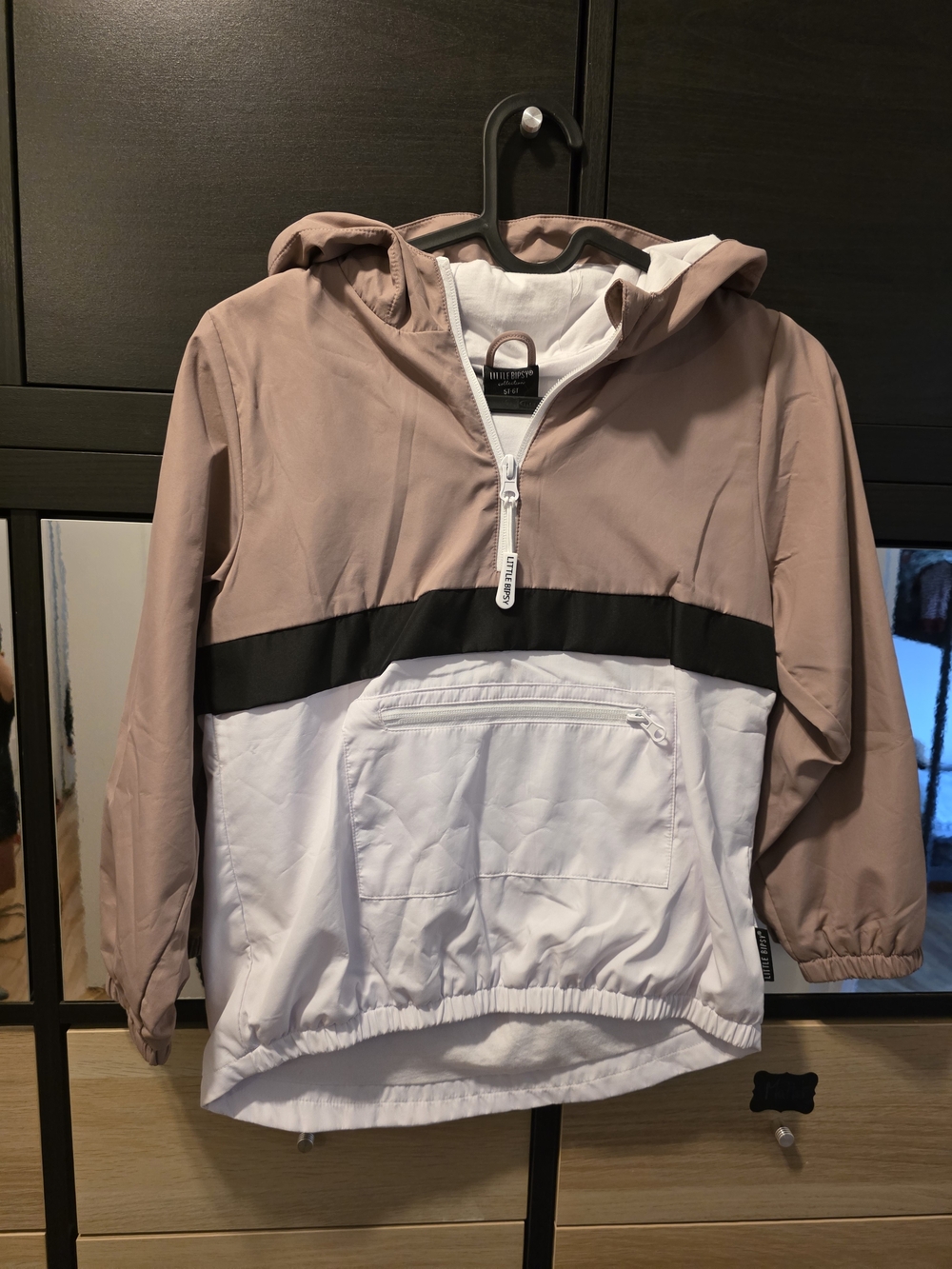 Little Bipsy Pink, White & Black Colorblock Hooded Windbreaker